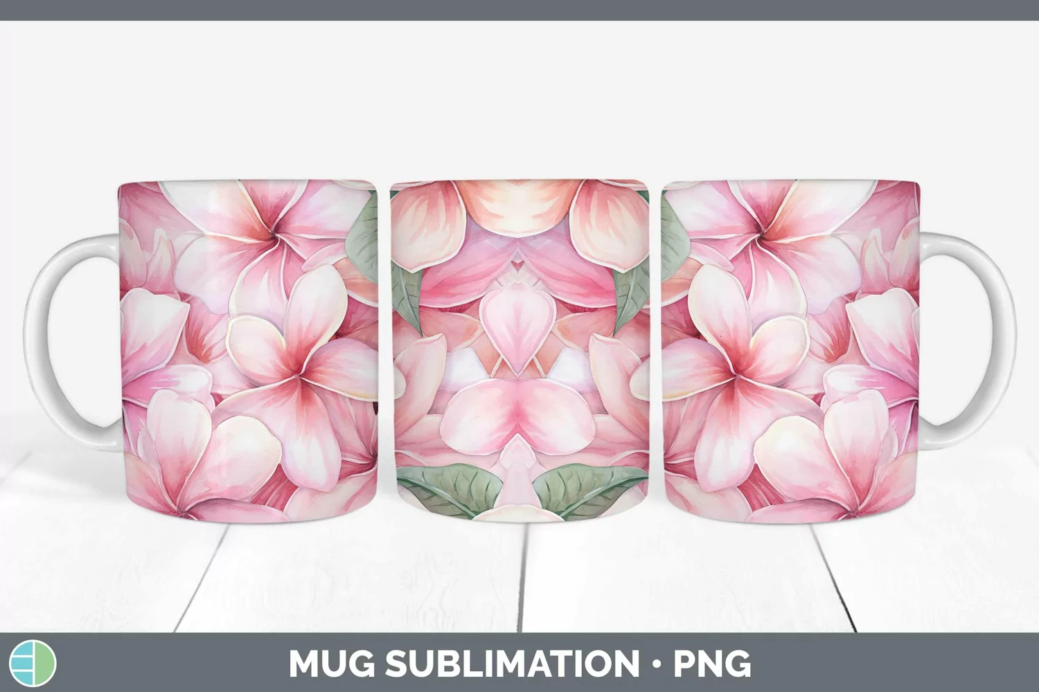 GorgeousWatercolor Flowers Mug Wrap design.
