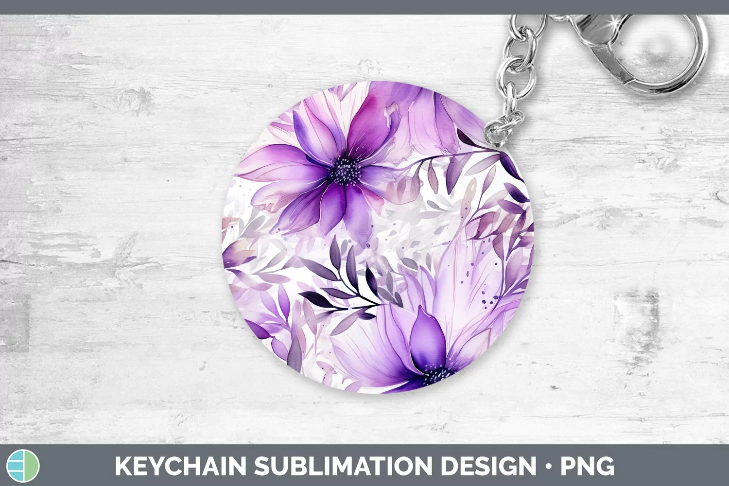 GorgeousWatercolor Flowers Keychain design.