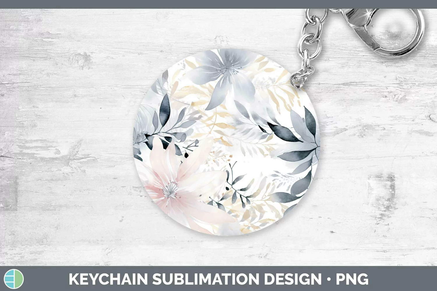 GorgeousWatercolor Flowers Keychain design.