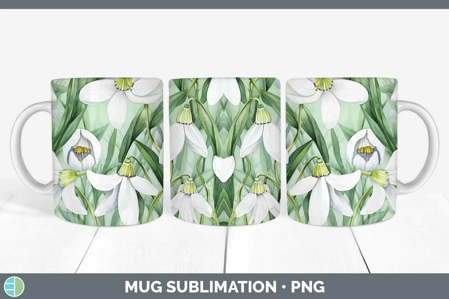 GorgeousWatercolor Flowers Mug Wrap design.