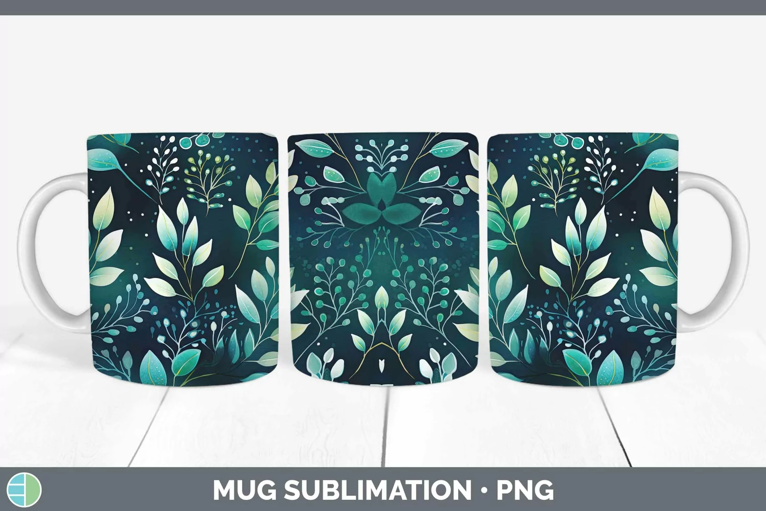 GorgeousWatercolor Flowers Mug Wrap design.
