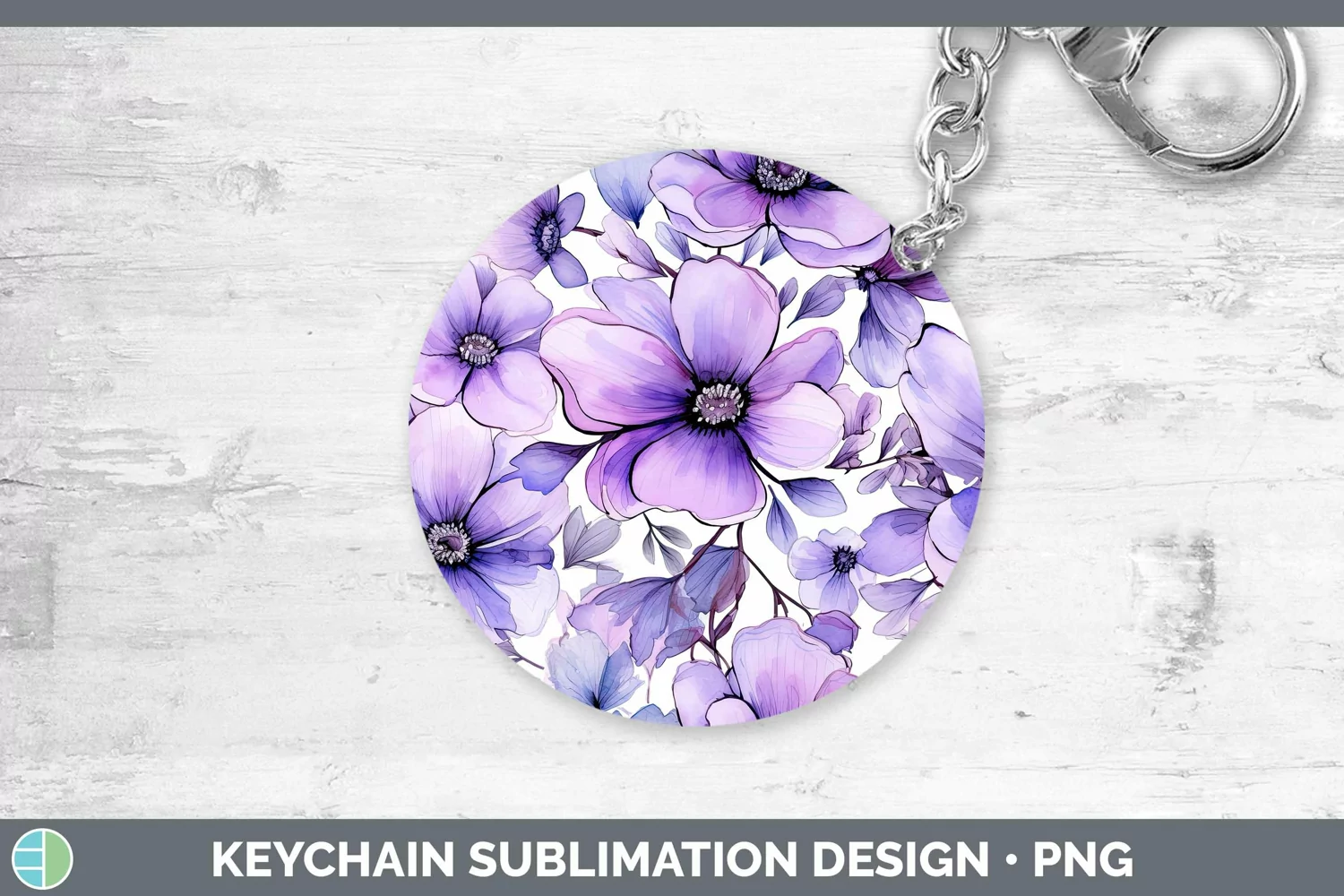 GorgeousWatercolor Flowers Keychain design.