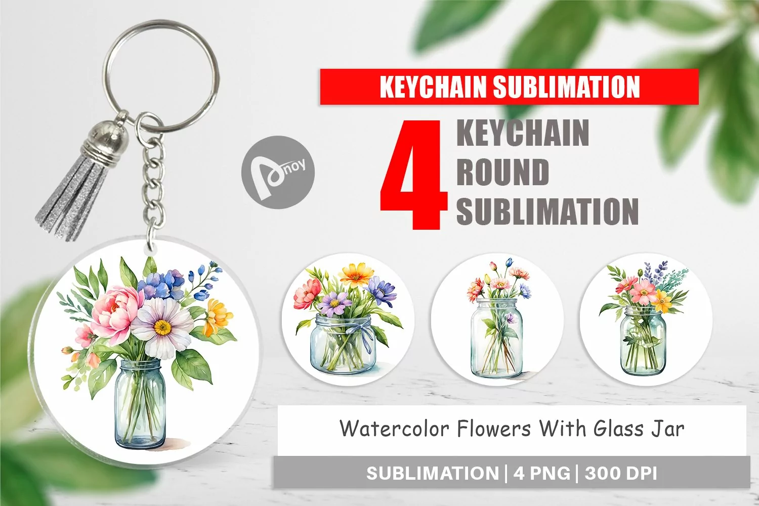 Keychain Flowers With Glass Jar product image 1