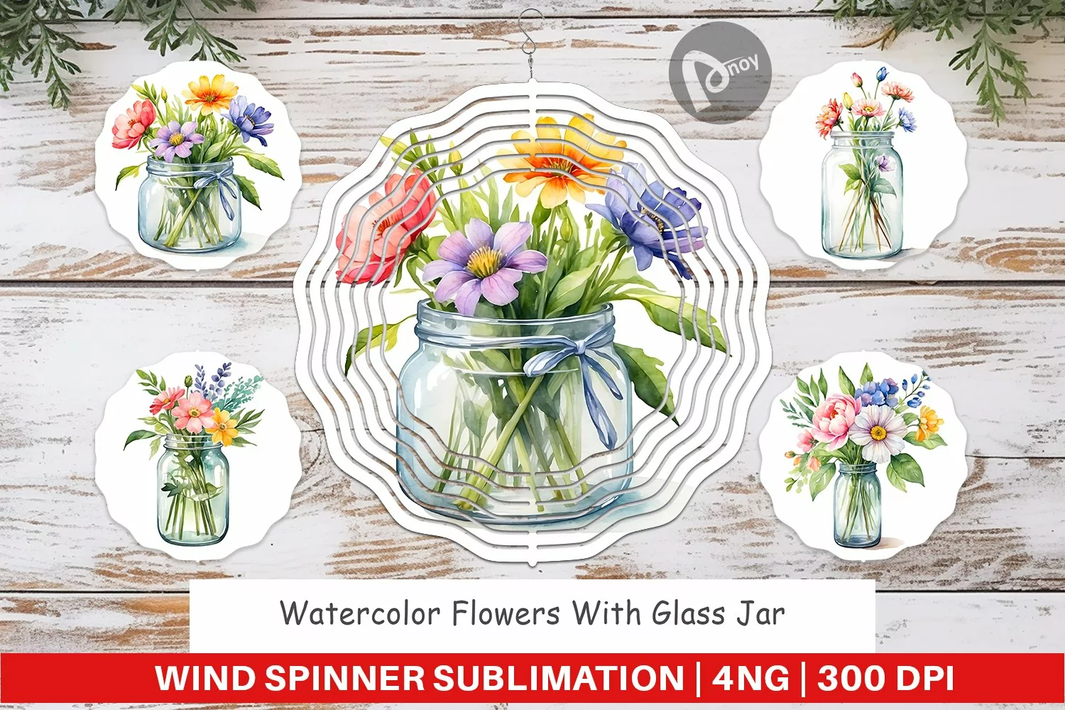 Wind Spinner Flowers With Glass Jar product image 1