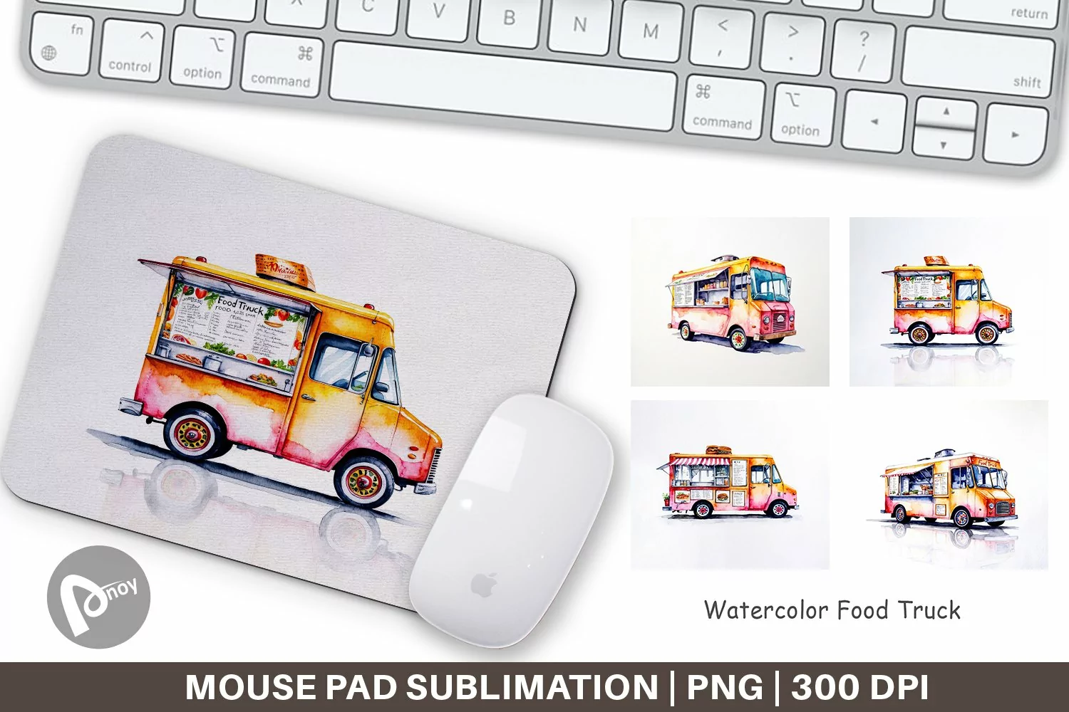 Mouse Pad Watercolor Food Truck product image 1