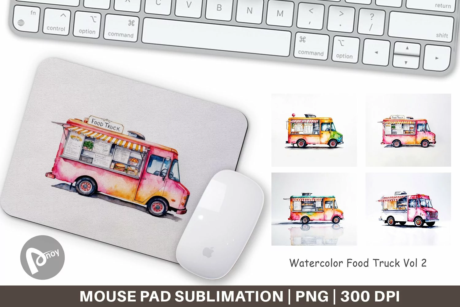 Mouse Pad Watercolor Food Truck product image 1
