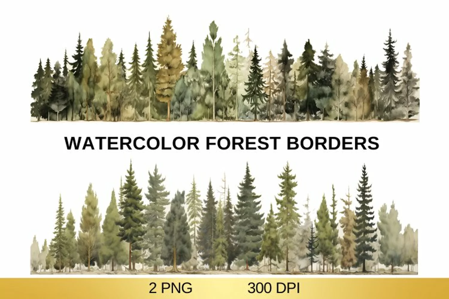 Watercolor Forest Borders, Forest Sublimation product image 1