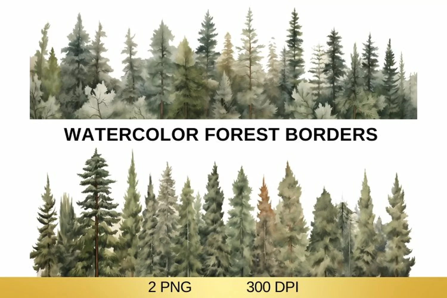 Watercolor Forest Borders, Forest Sublimation product image 1