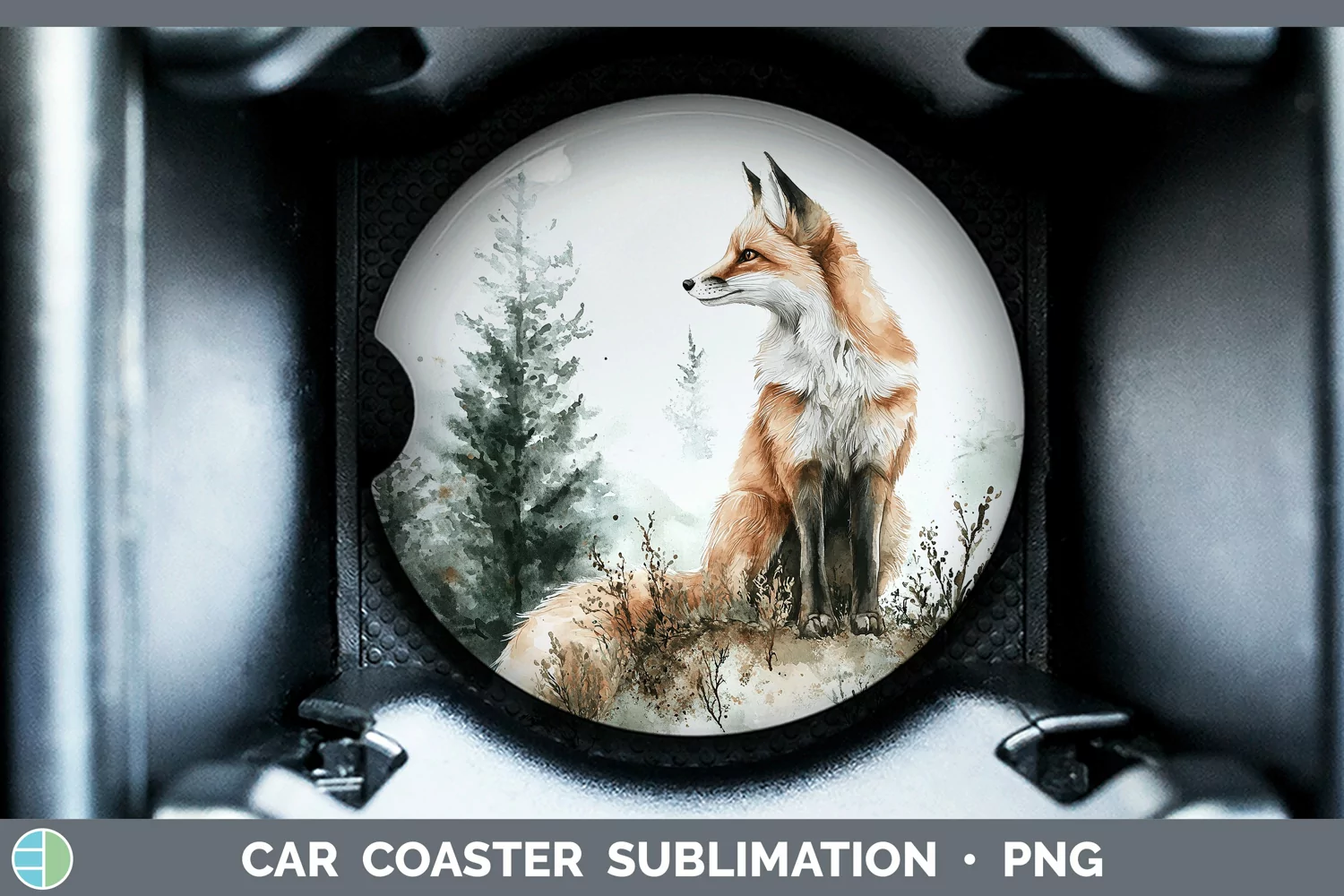 GorgeousWatercolor Car Coaster design.