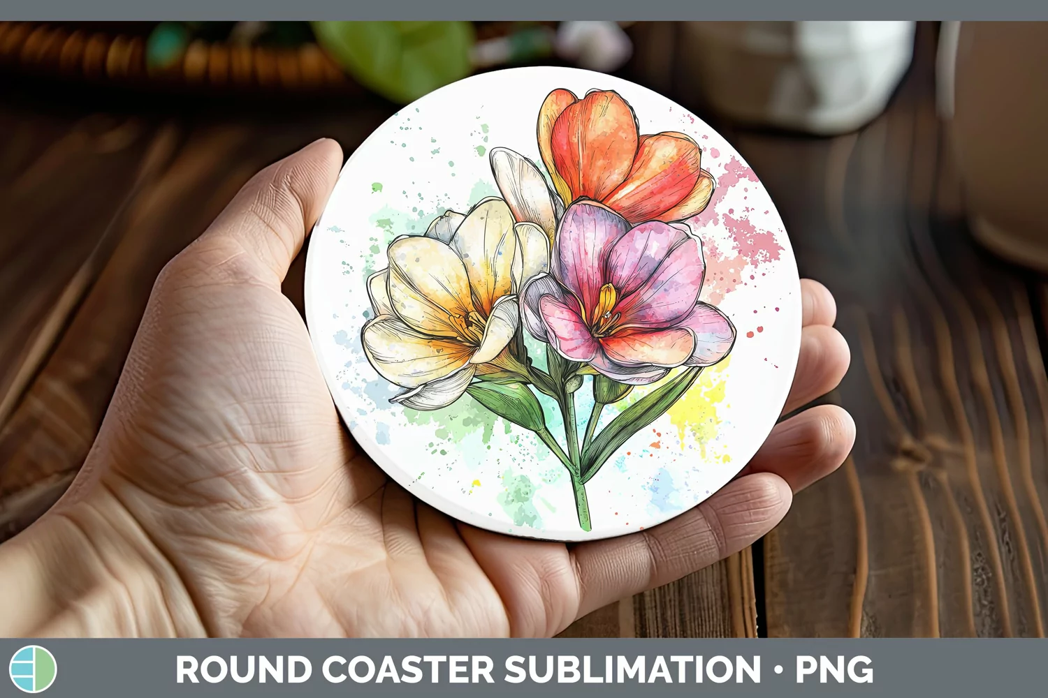 GorgeousWatercolor Round Coaster design.
