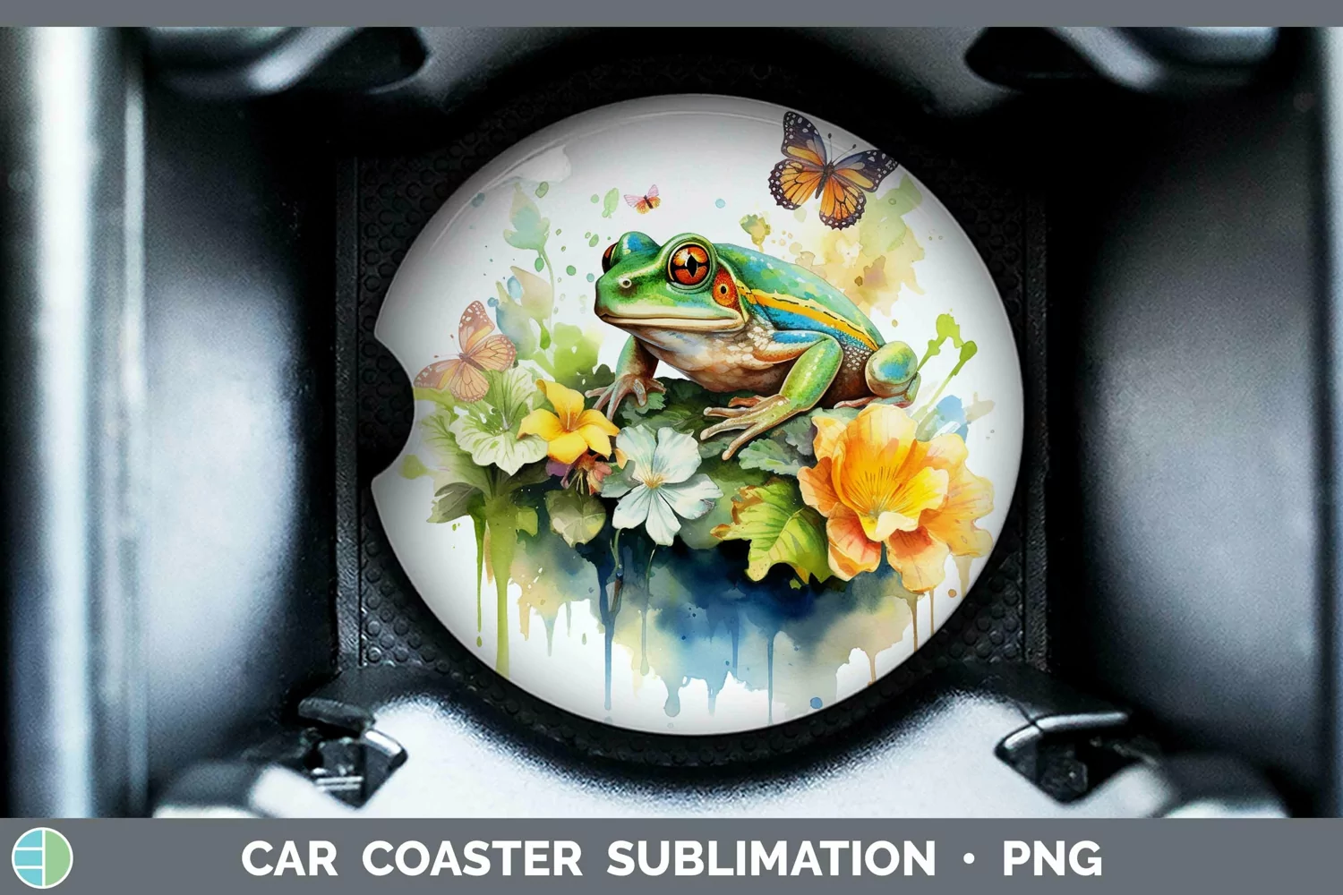 GorgeousWatercolor Car Coaster design.