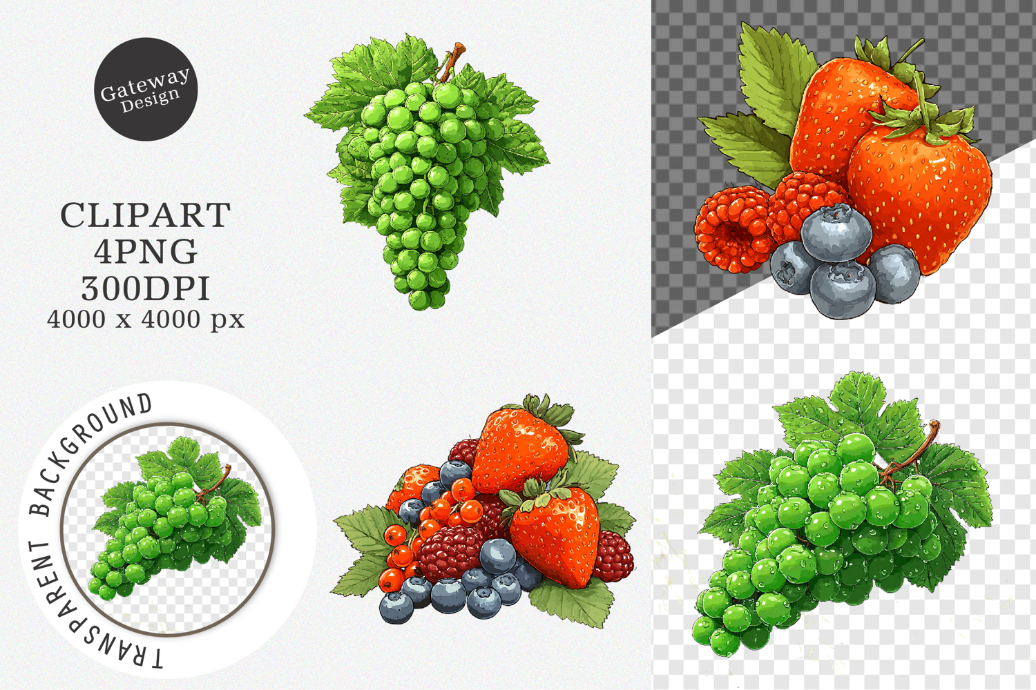 Watercolor Fruit Clipart, Watercolor Fruit PNG product image 1