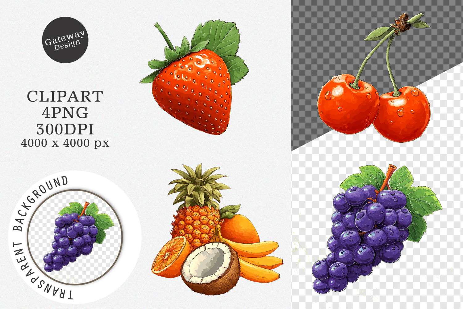 Watercolor Fruit Clipart, Watercolor Fruit PNG product image 1