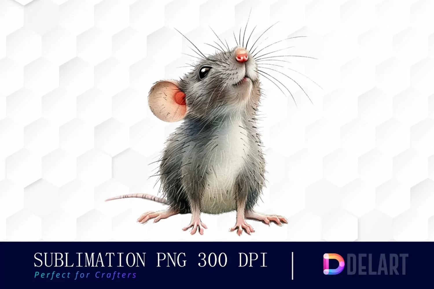 Funny Cute Rat Watercolor Clipart product image 1