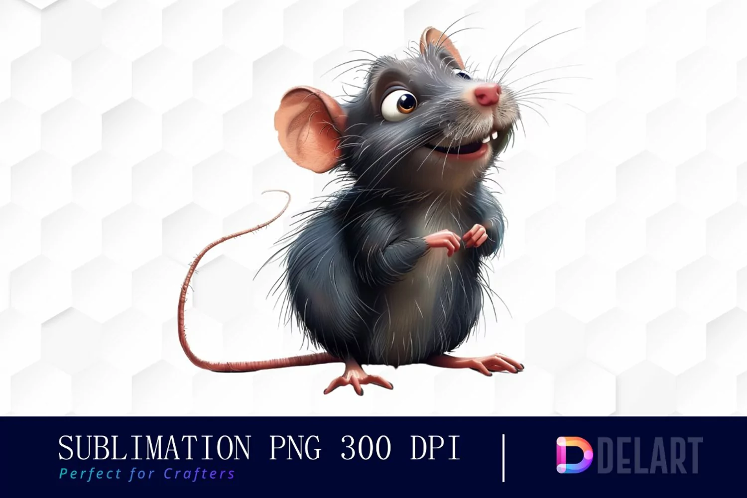 Funny Cute Rat Sublimation PNG Clipart product image 1
