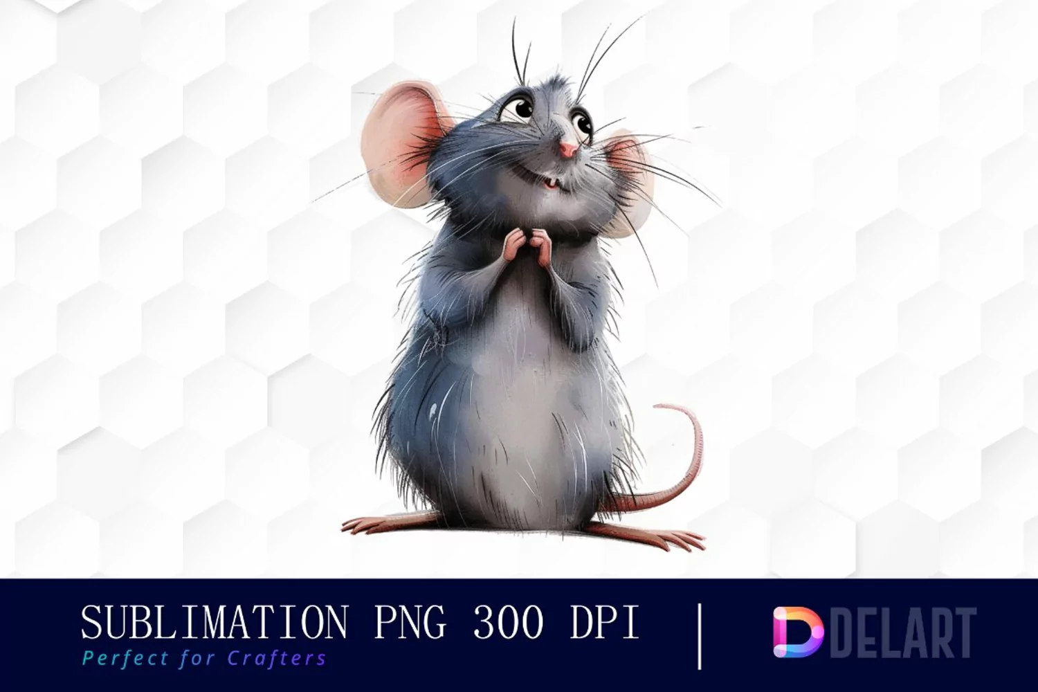 Funny Cute Rat Sublimation PNG Clipart product image 1