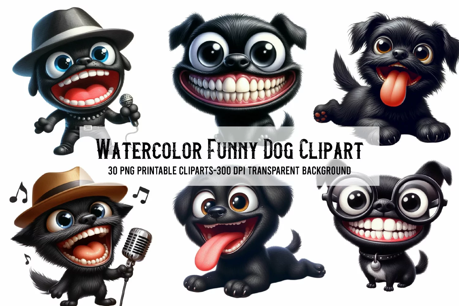 Watercolor Funny Dog Clipart - Cute Dog product image 1
