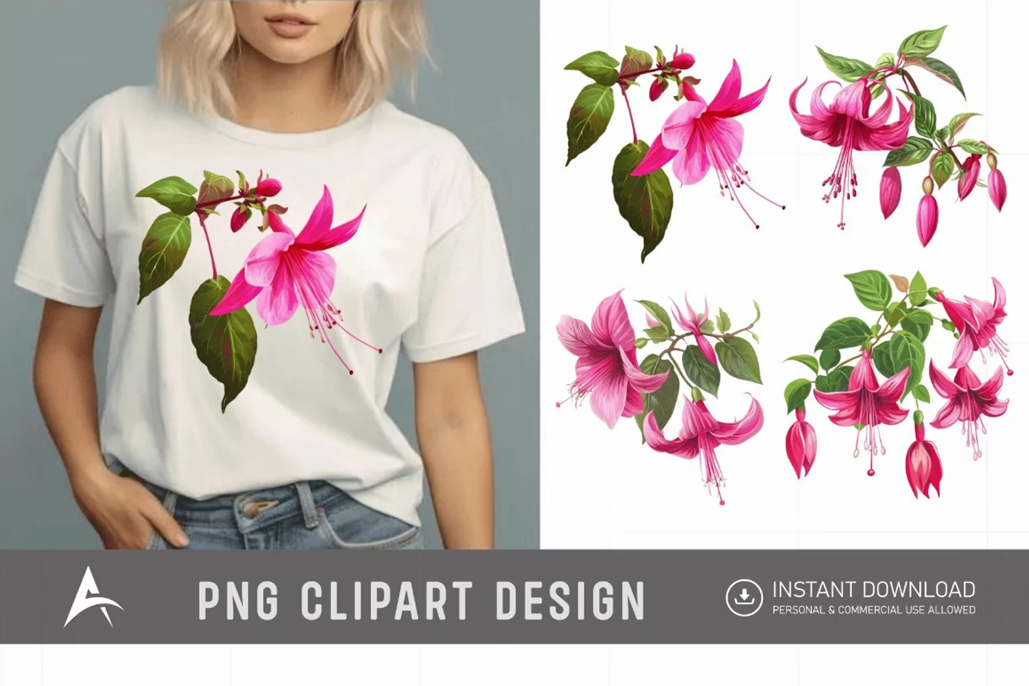 Watercolor Fuchsia Clipart product image 1