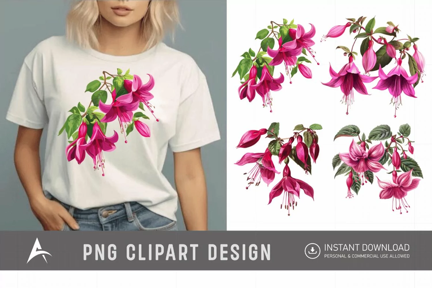 Watercolor Fuchsia Clipart product image 1
