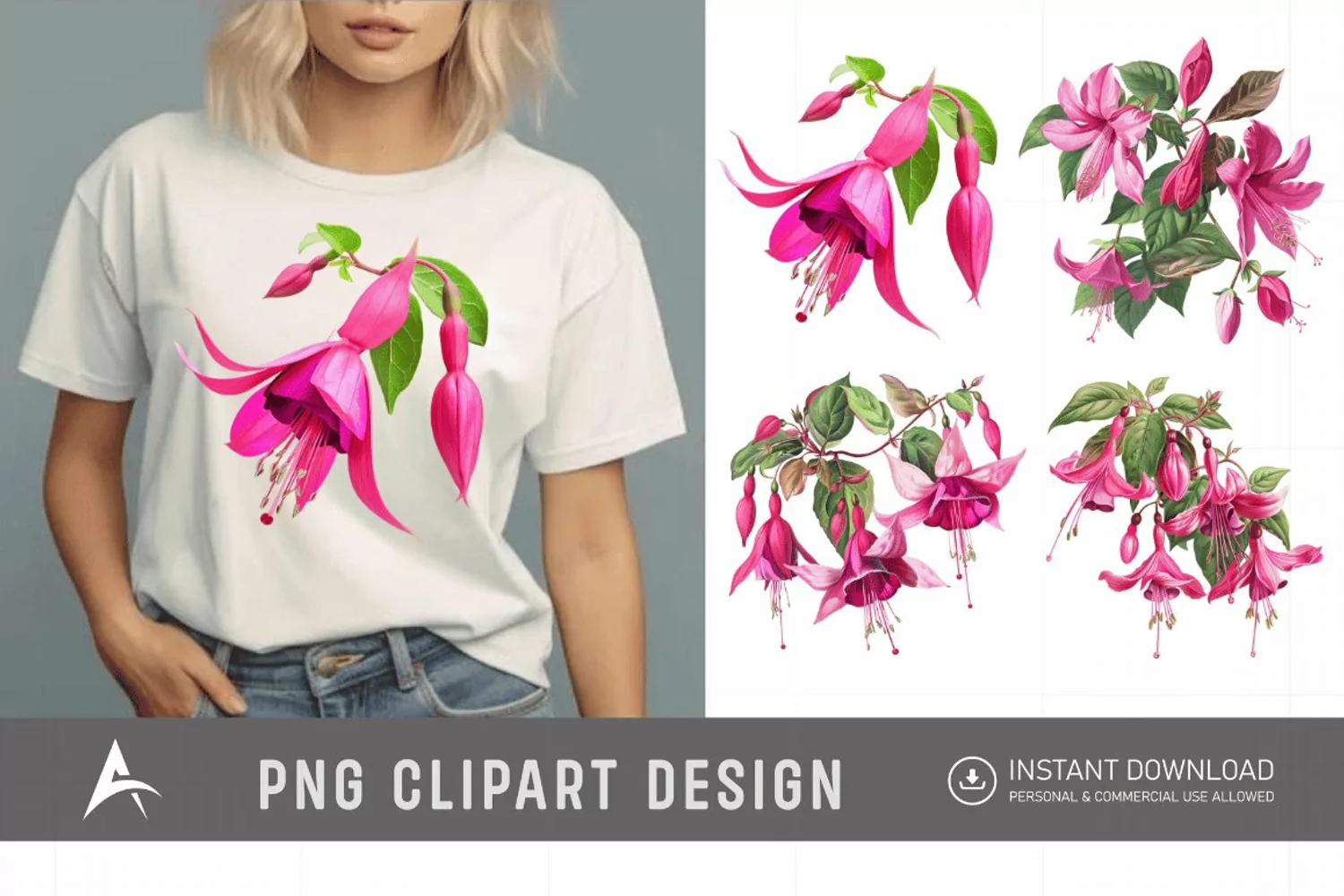 Watercolor Fuchsia Clipart product image 1