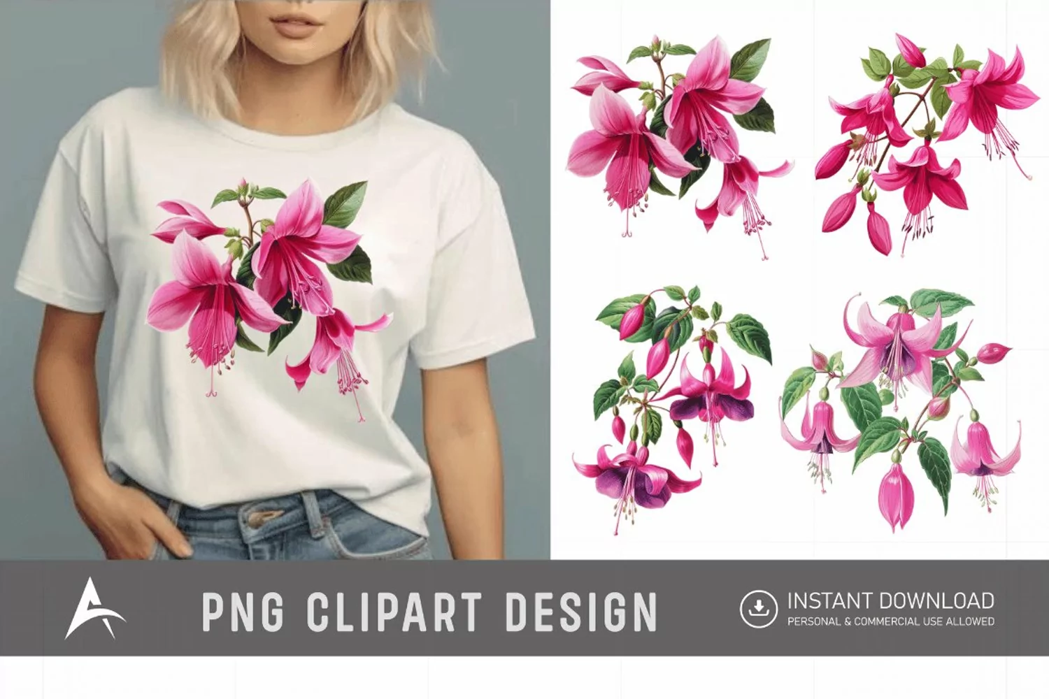 Watercolor Fuchsia Clipart product image 1