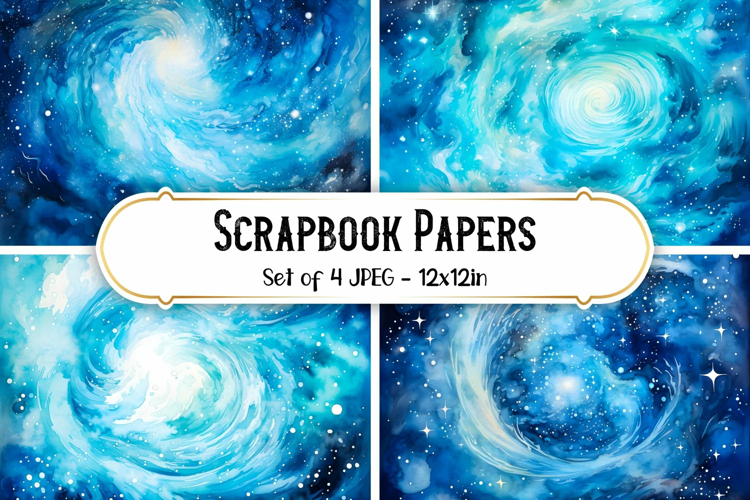 Watercolor Galaxy Backgrounds Scrapbook Papers