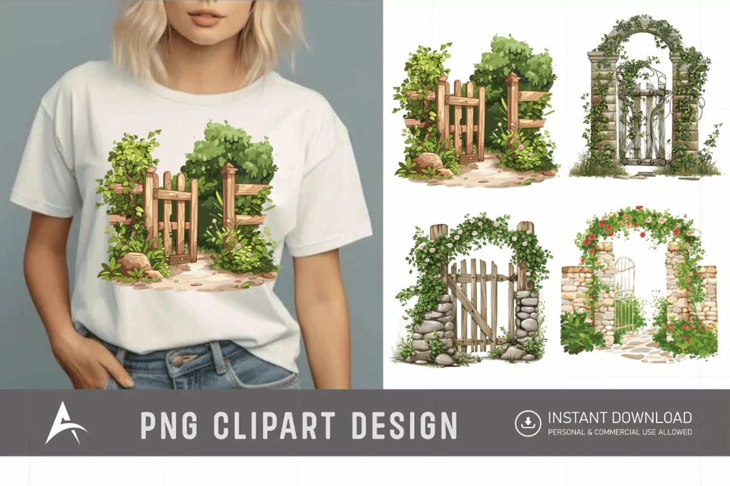 Watercolor Garden Gate Clipart product image 1