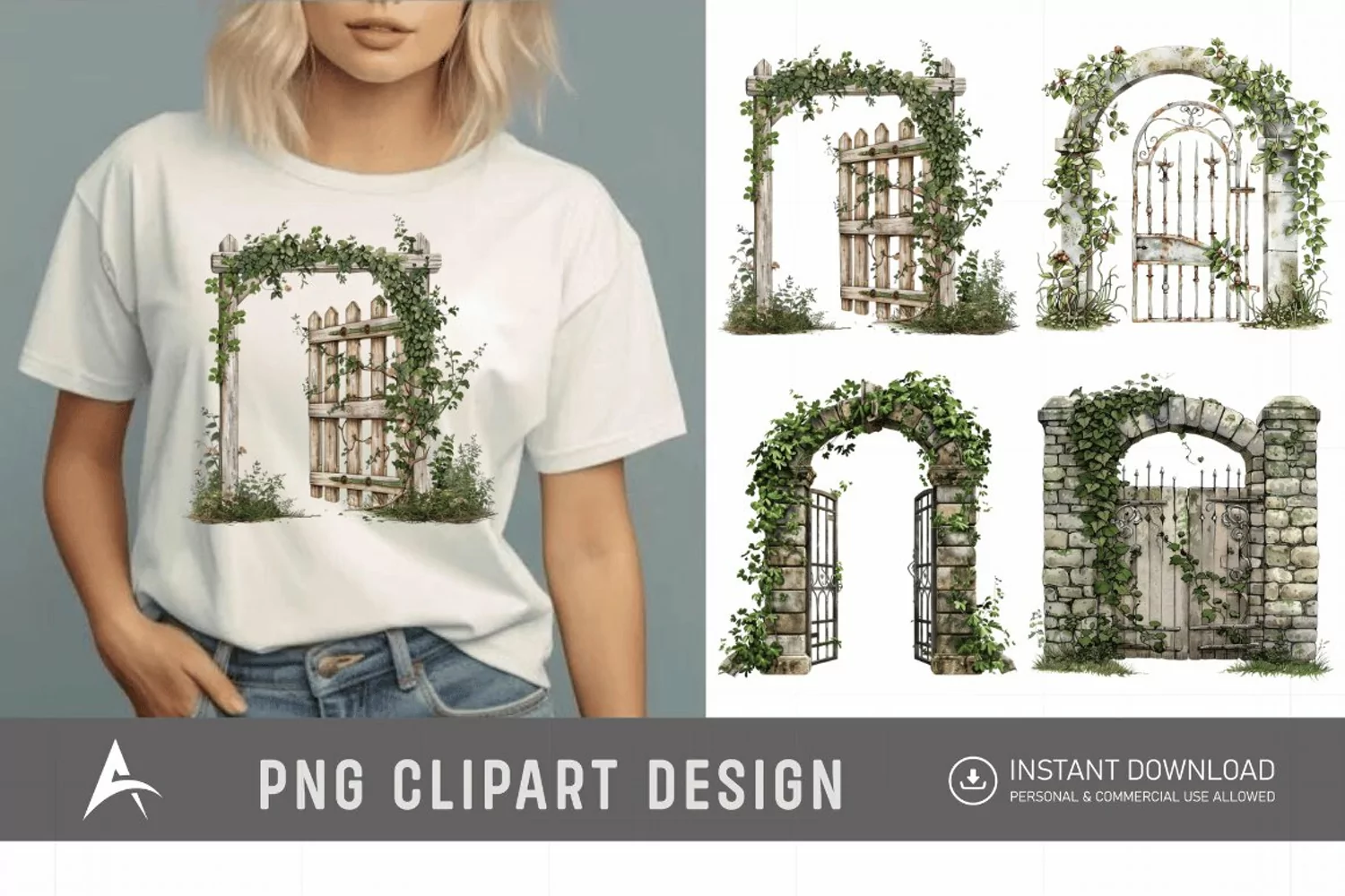 Watercolor Garden Gate Clipart product image 1
