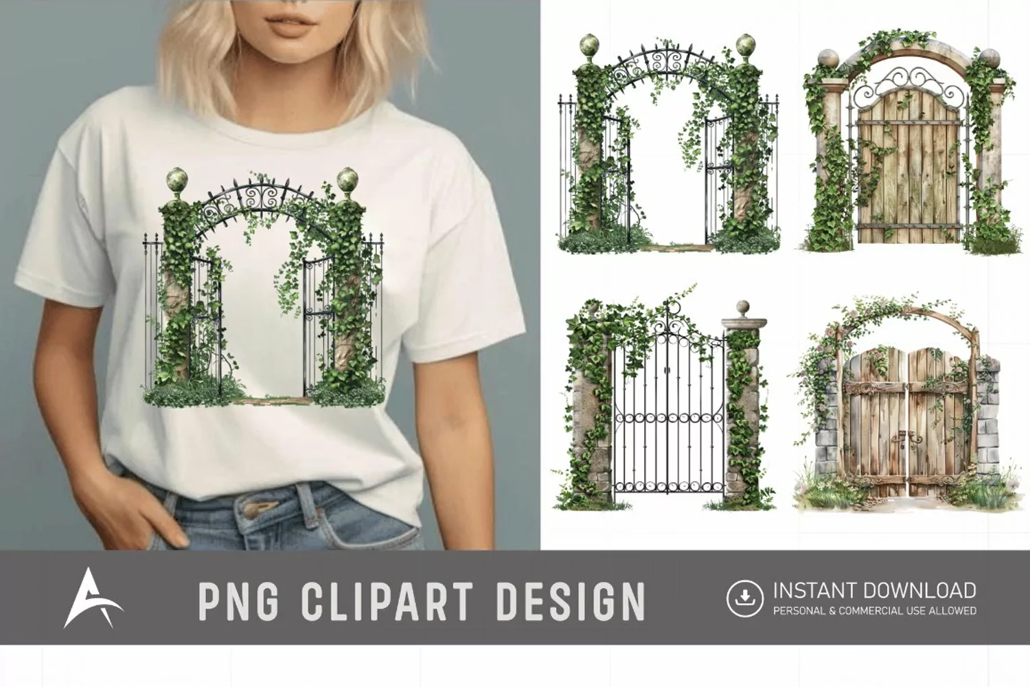 Watercolor Garden Gate Clipart product image 1