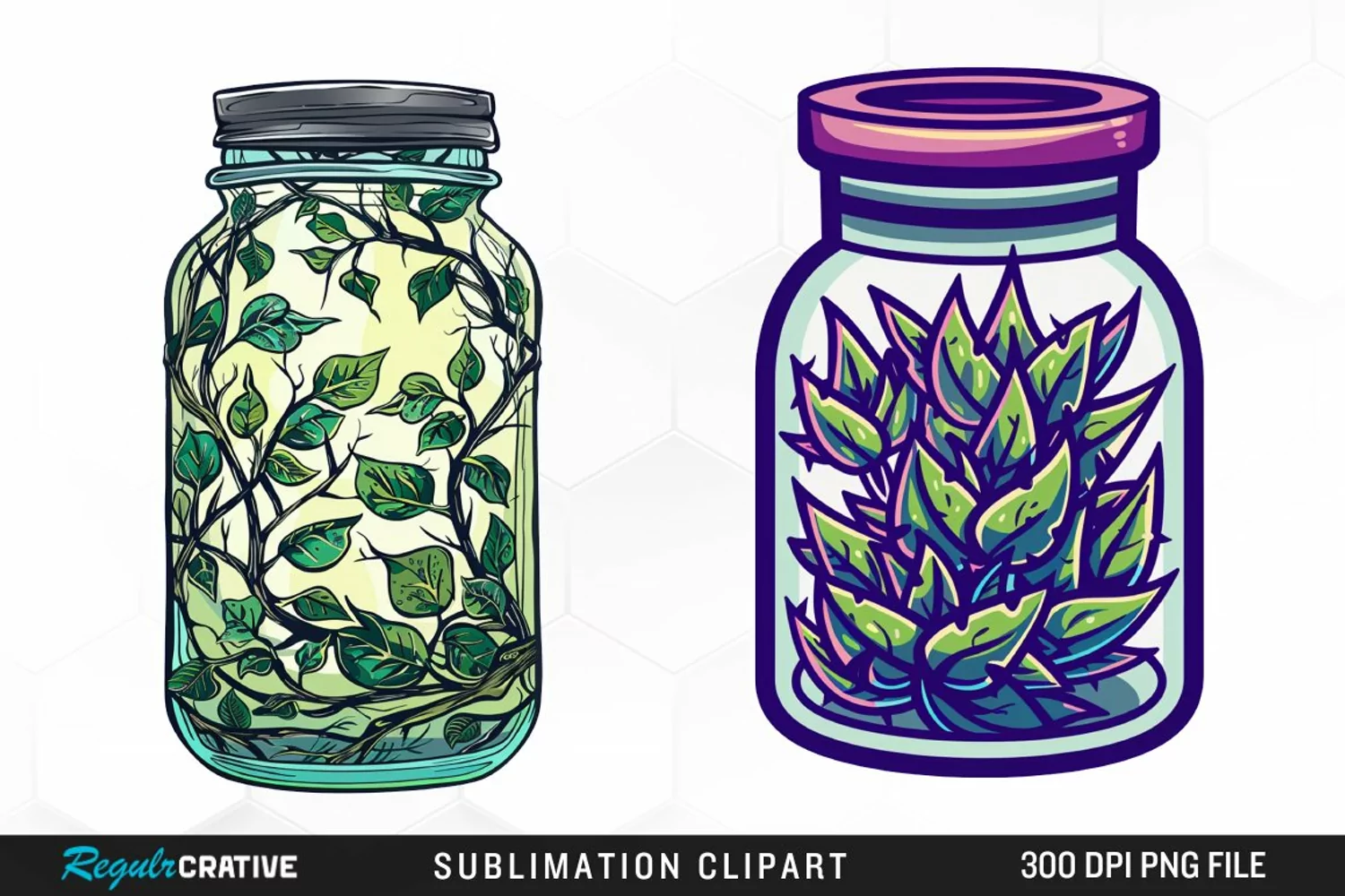 Watercolor Garden Thorns In A Jar Art Clipart product image 1