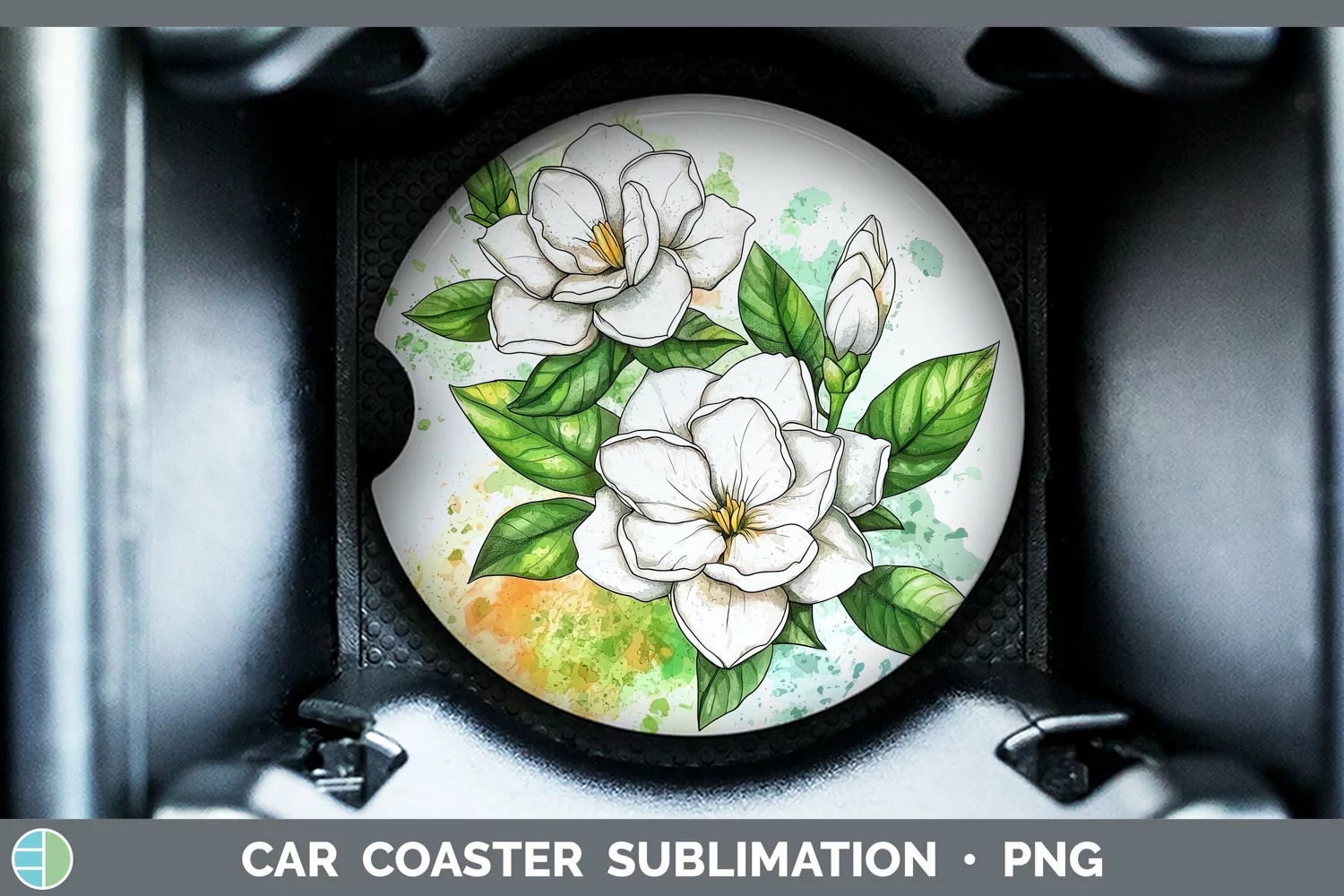 GorgeousWatercolor Car Coaster design.