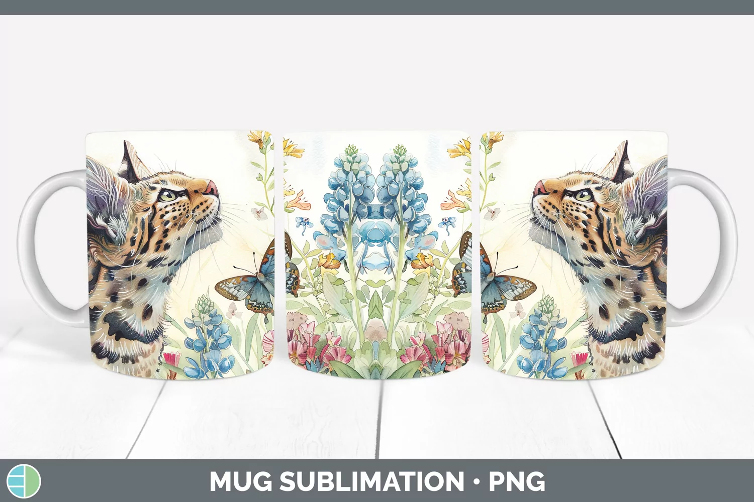 GorgeousWatercolor Mug Wrap design.