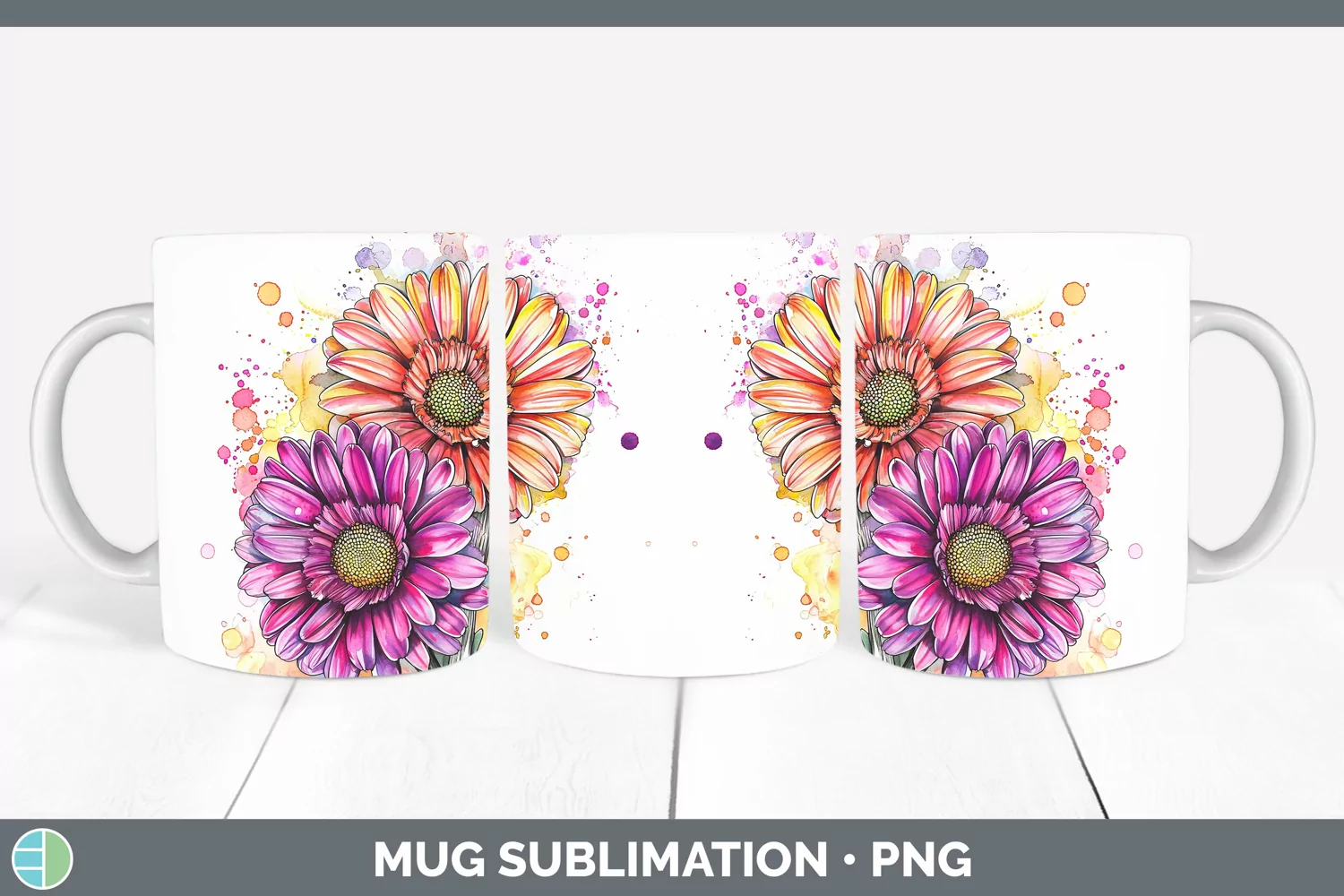 GorgeousWatercolor Mug Wrap design.
