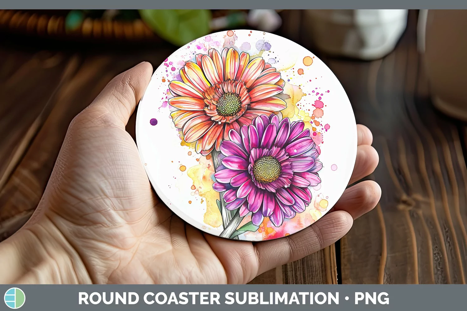 GorgeousWatercolor Round Coaster design.