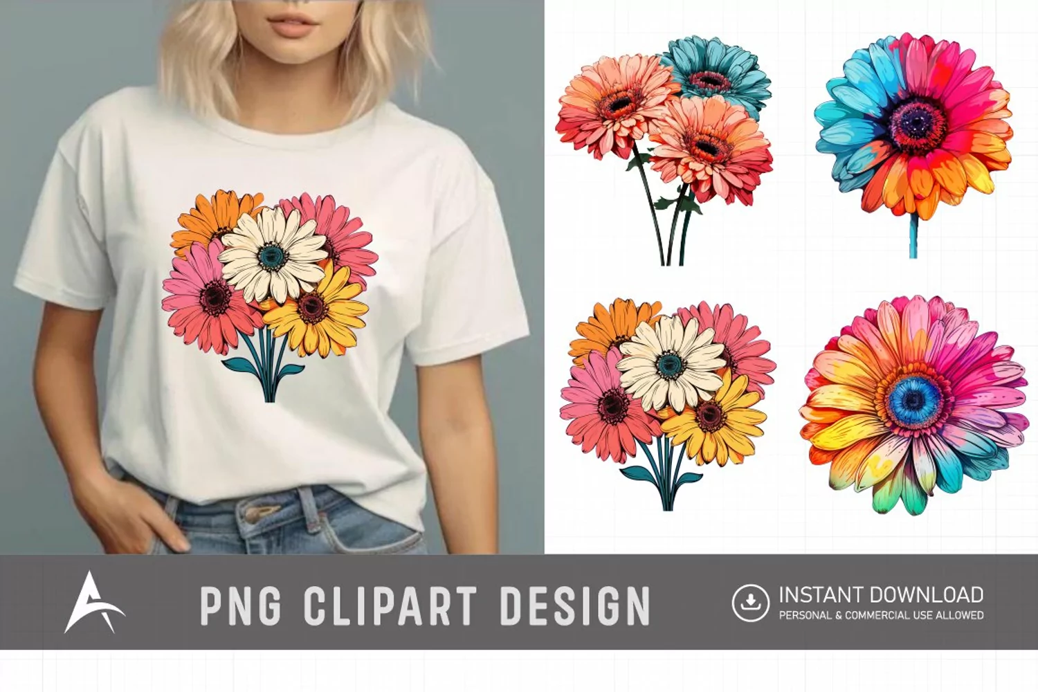 Watercolor Gerbera Flowers Clipart product image 1