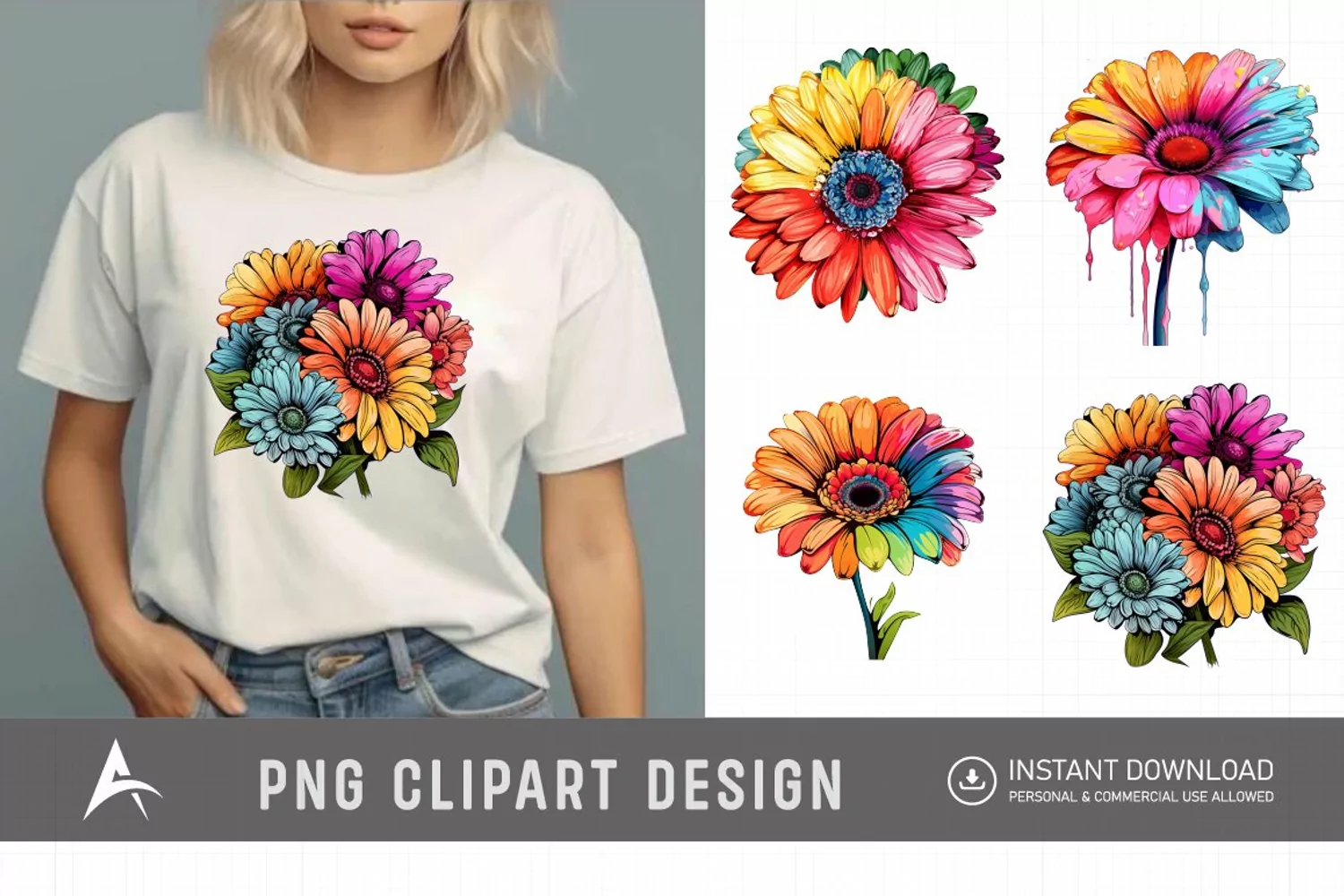 Watercolor Gerbera Flowers Clipart product image 1