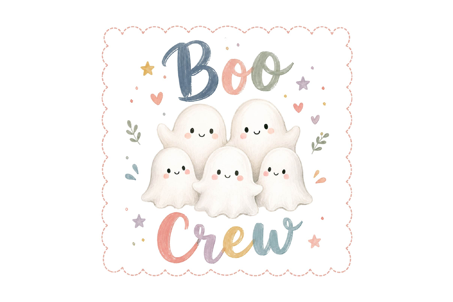 Watercolor Ghost Boo Crew Design PNG product image 1