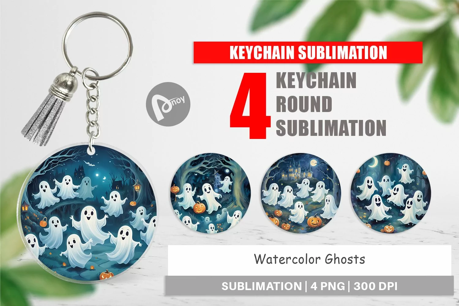 Keychain Watercolor Ghosts product image 1