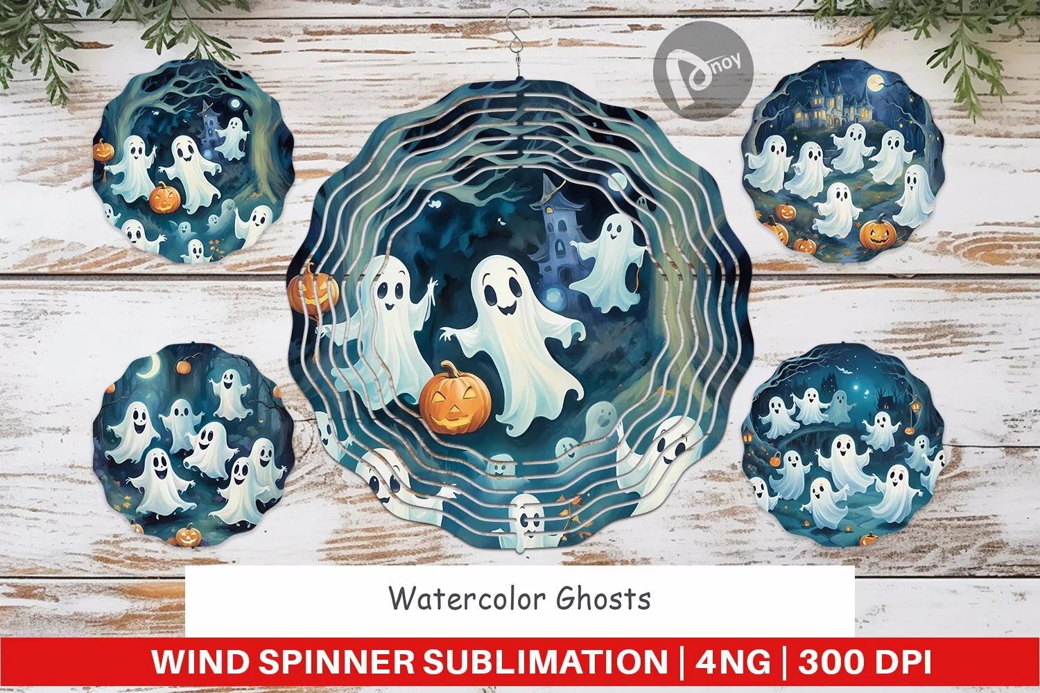 Wind Spinner Watercolor Ghosts product image 1