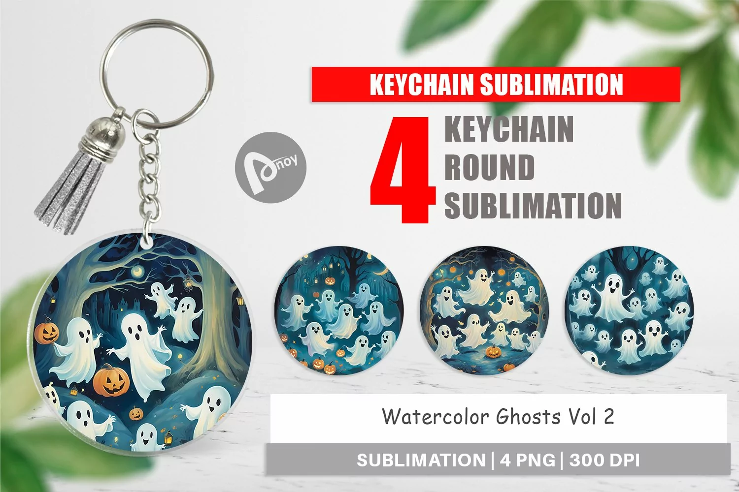 Keychain Watercolor Ghosts product image 1