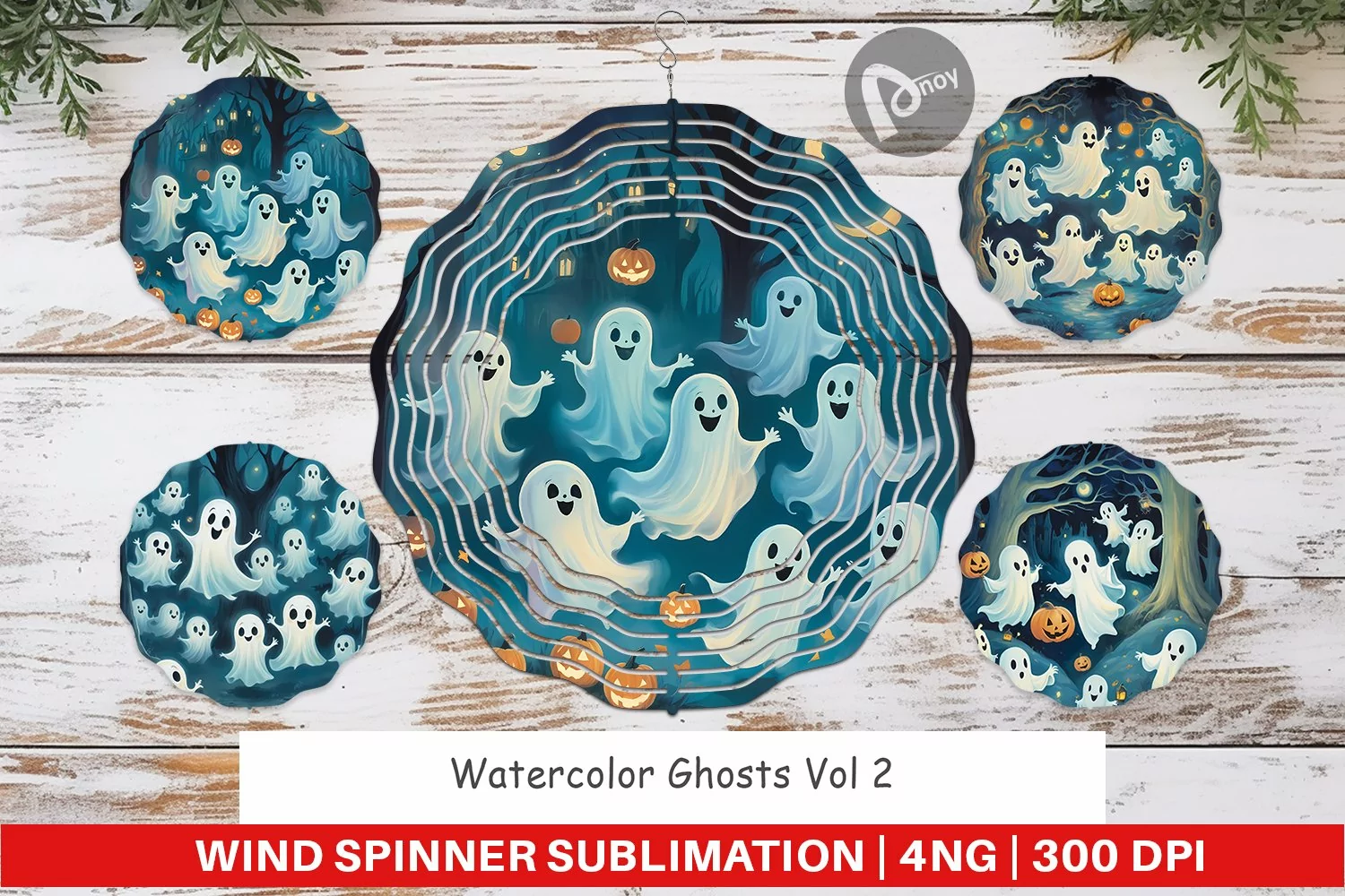 Wind Spinner Watercolor Ghosts product image 1