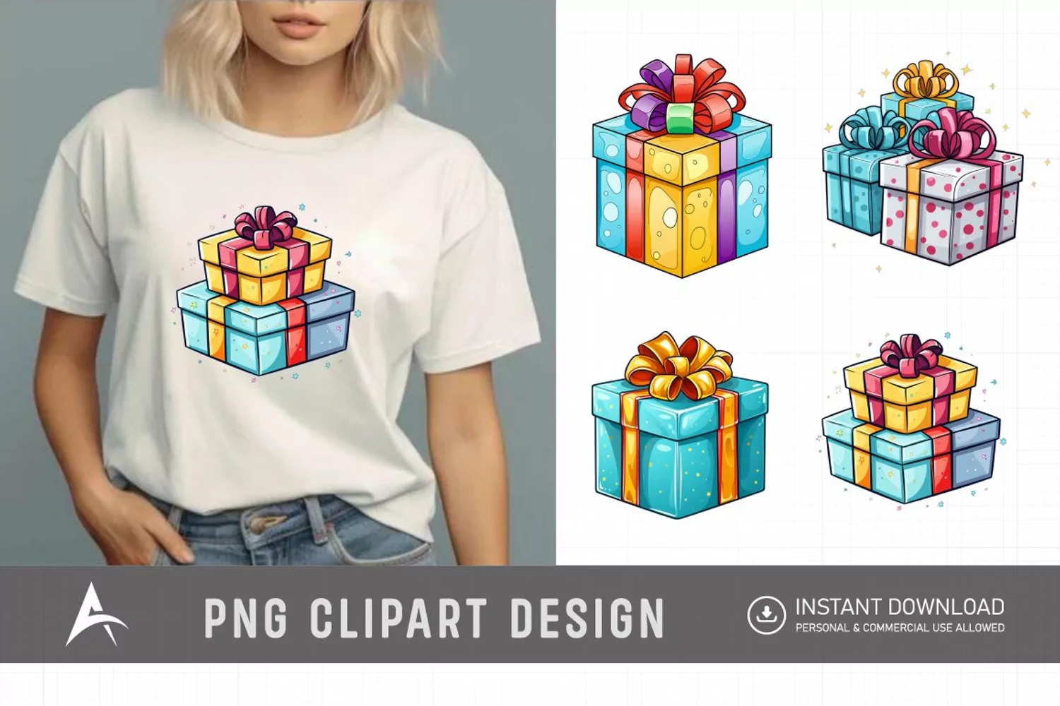 Watercolor Gift Boxes Clipart product image 1