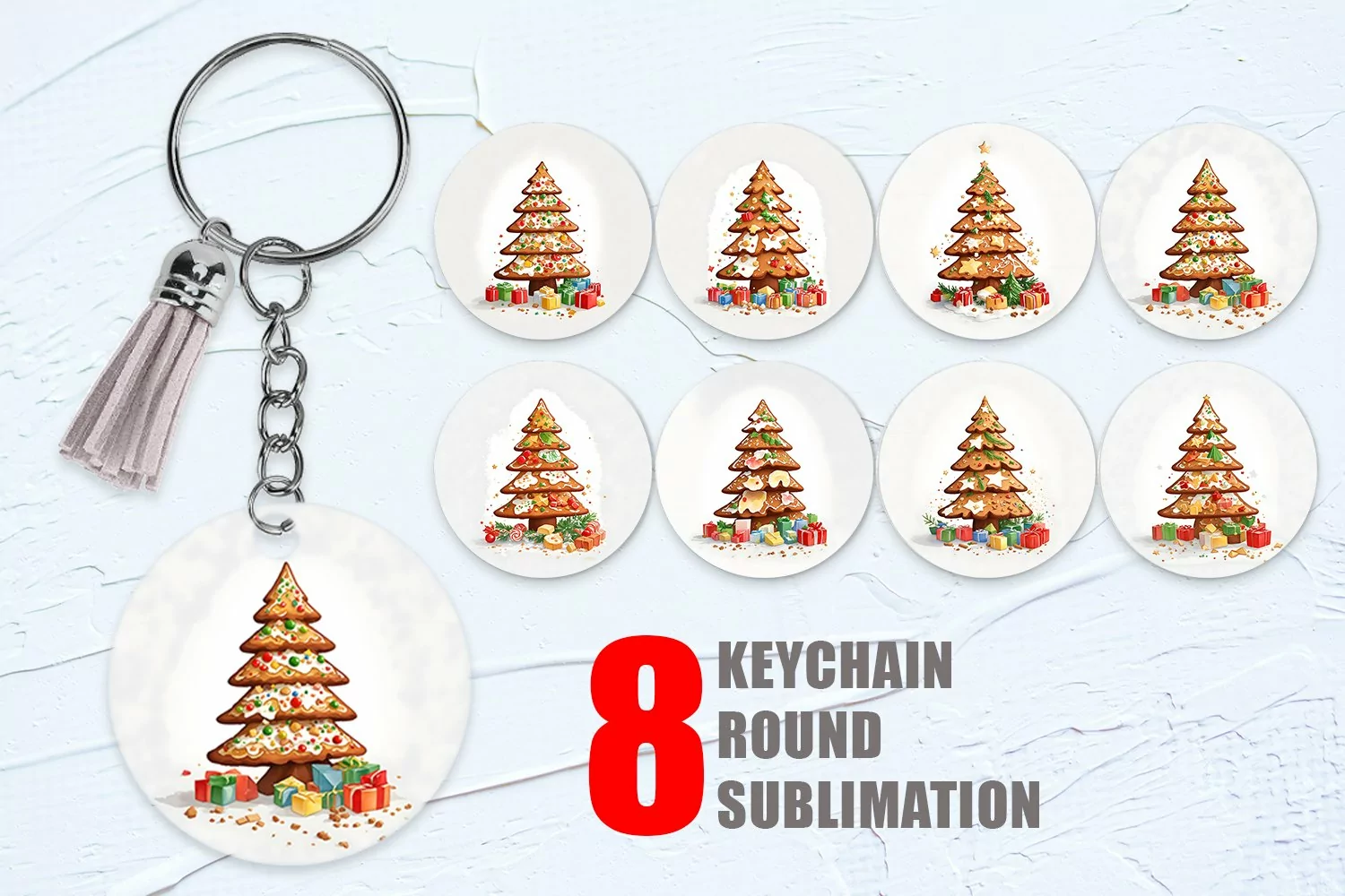 Watercolor Gingerbread Tree Keychain | Keyring product image 1