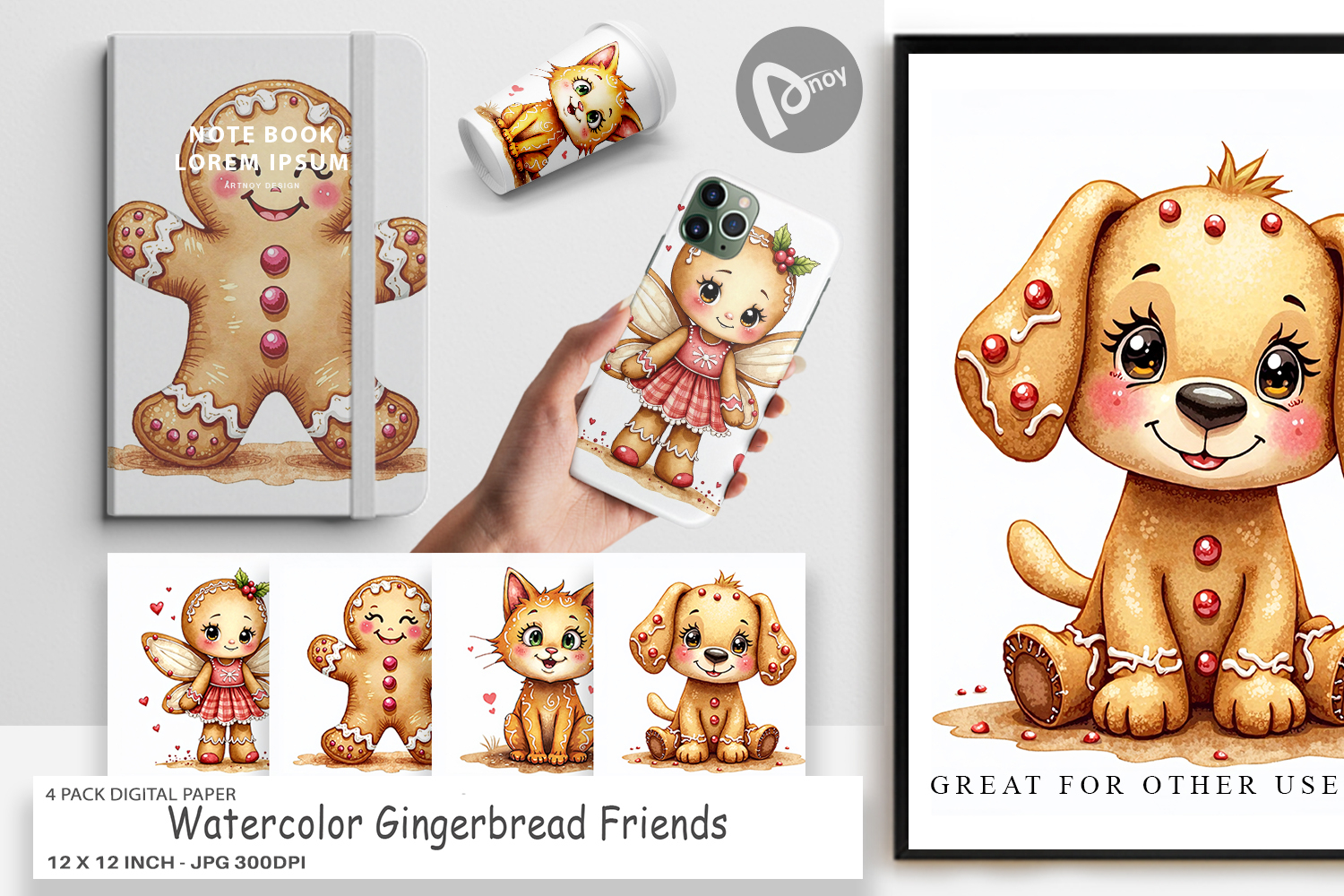 Gingerbread Friends Digital Paper product image 1