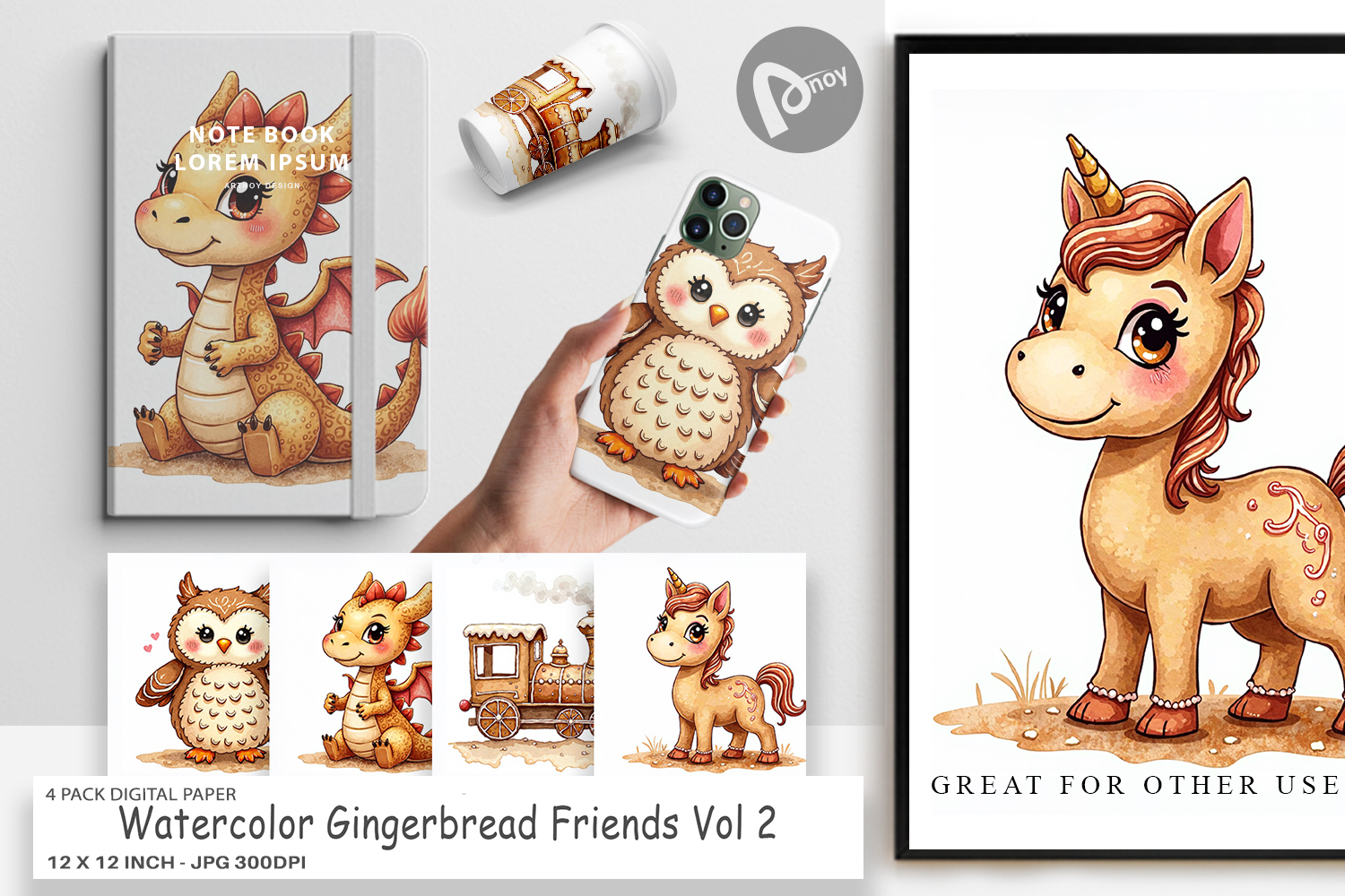 Gingerbread Friends Digital Paper product image 1