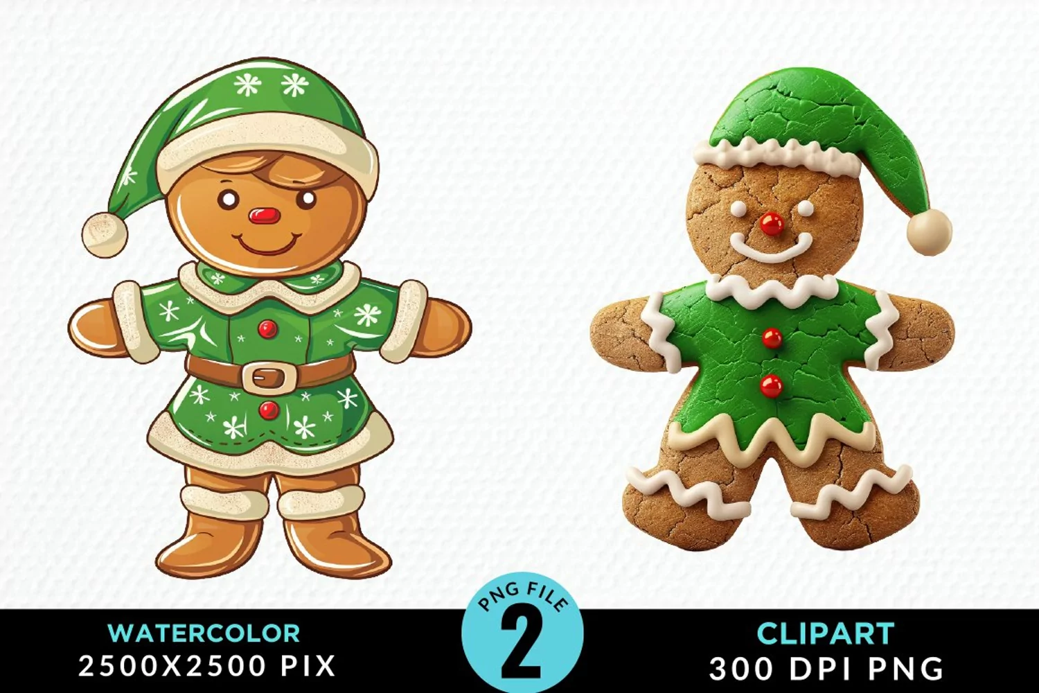 Watercolor Gingerbread Girl Graphic Clipart product image 1