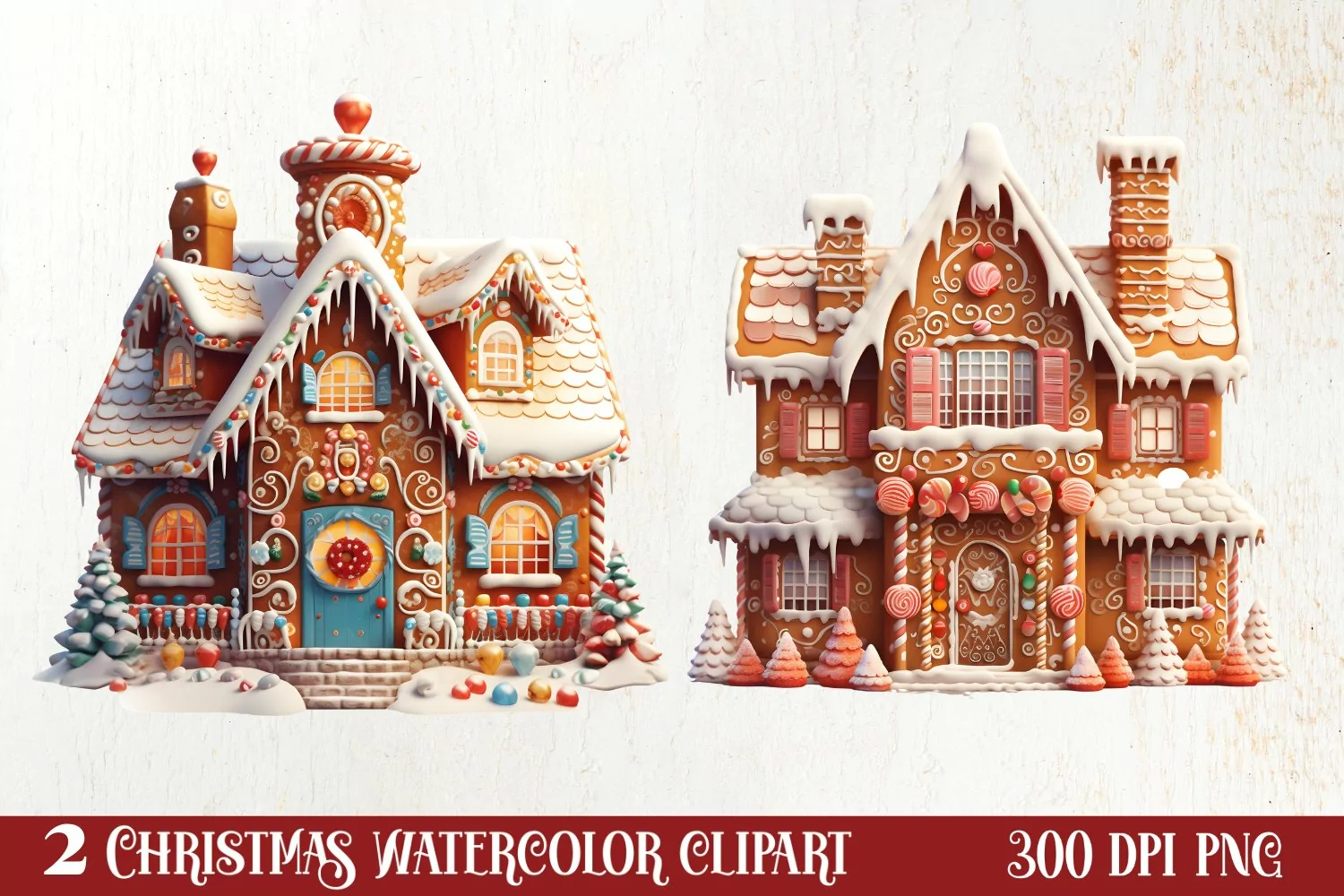 Watercolor Gingerbread House Clipart, Gingerbread product image 1