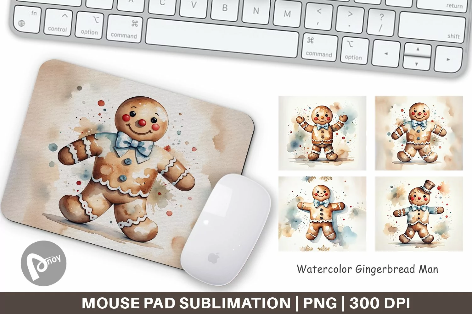 Mouse Pad Watercolor Gingerbread Man product image 1