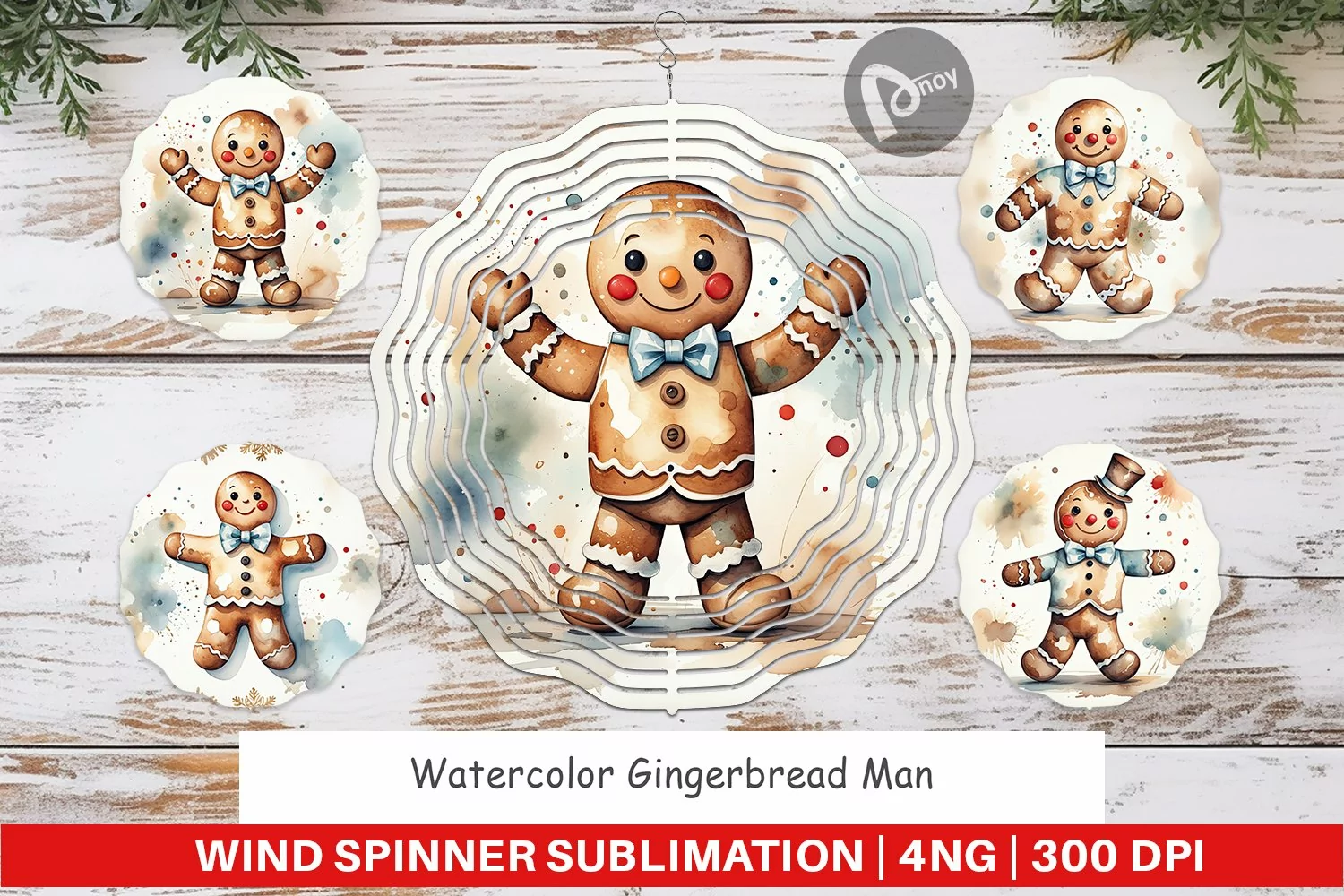 Wind Spinner Watercolor Gingerbread Man product image 1