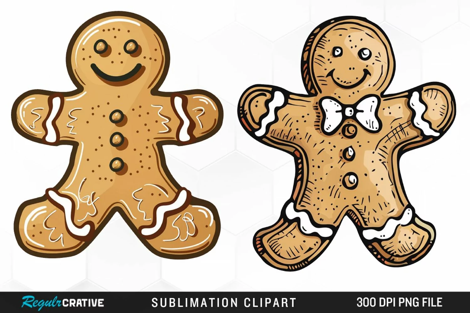 Watercolor Gingerbread Man Fun Clipart product image 1